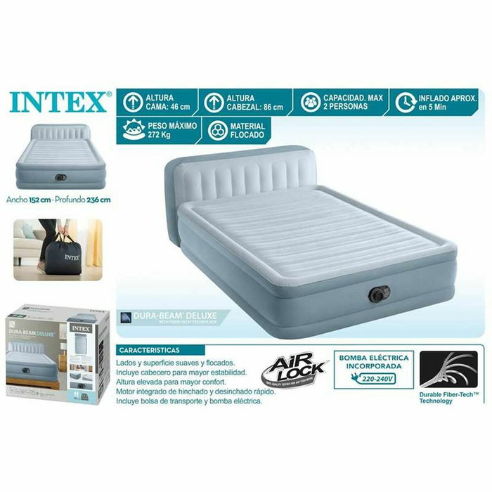 Intex Dura-Beam Deluxe Plush Headboard Cama de Aire 152x236x86cm