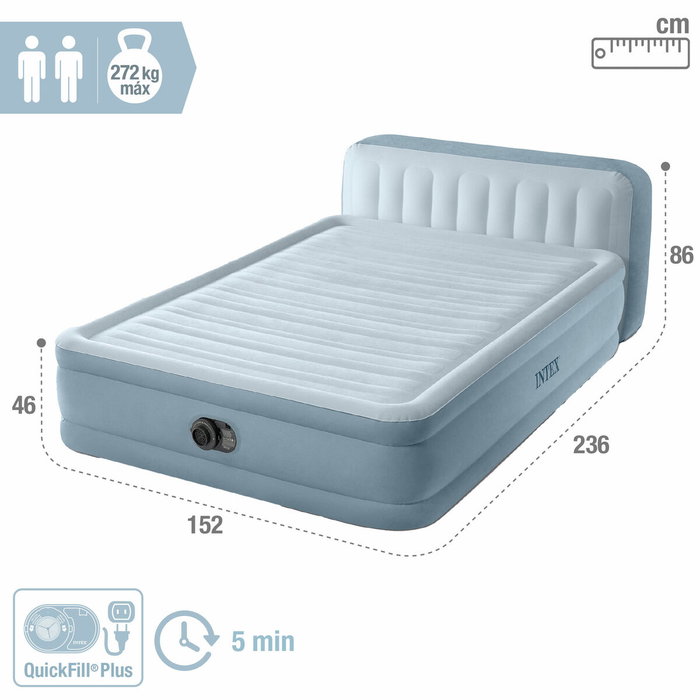 Intex Dura-Beam Deluxe Plush Headboard Cama de Aire 152x236x86cm