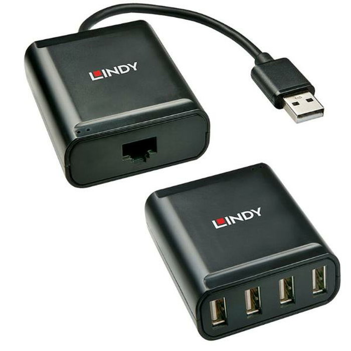 Lindy Extensor USB 2.0 Cat.6 de 4 Puertos hasta 60m Negro Lindy Extensor USB 2.0 Cat.6 de 4 Puertos hasta 60m Negro