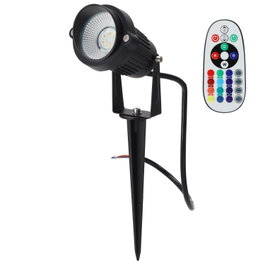 Foco LED con Pincho Jardín 5W RGBW Negro con Mando a Distancia