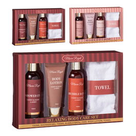 Mocca Royal Estuche Relaxing Body Care Set con Gel de Ducha, Loción Corporal, Baño de Burbujas y Toalla