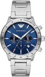 Armani AR11306 con esfera azul y correa plateada