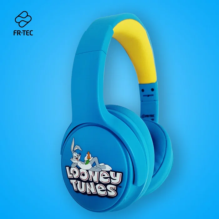 Blade Gaming LT2001 Auriculares Gaming para Niños Bluetooth y Cable con Limitación de 85dB, Micrófono Integrado y Diadema Ajustable con Diseño Looney Tunes (Azul)