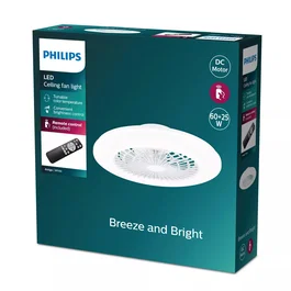 Philips Amigo - Ventilador de Techo con Luz LED 60W (3 CCT), Motor DC 25W, Difusor Efecto Estrellado, Blanco, Diámetro 57.5 cm, Modelo 8720169248762