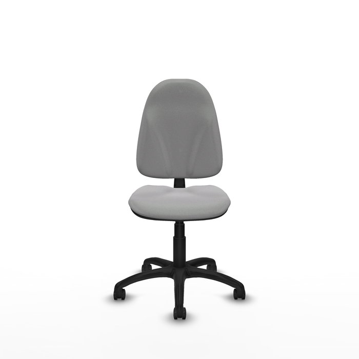 Silla de oficina Algarra con mecanismo Contacto permanente básico tapizada con Tela color Gris claro. Equipada con Base poliamida negra, Sin brazos y Ruedas autofrenantes