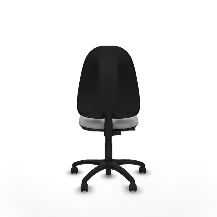 Silla de oficina Algarra con mecanismo Contacto permanente básico tapizada con Tela color Gris claro. Equipada con Base poliamida negra, Sin brazos y Ruedas autofrenantes