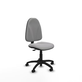 Silla de oficina Algarra con mecanismo Contacto permanente básico tapizada con Tela color Gris claro. Equipada con Base poliamida negra, Sin brazos y Ruedas autofrenantes