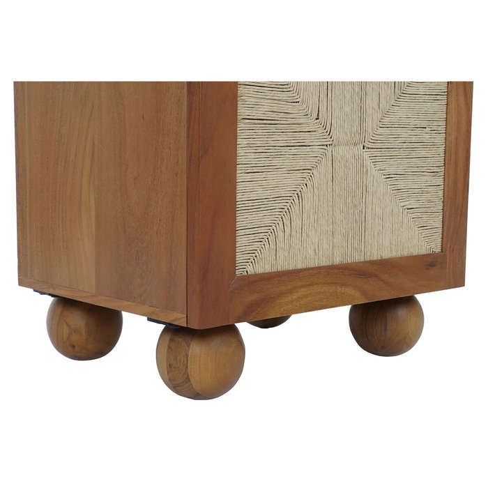 DKD Home Decor Mesita de Noche Acacia y Ratán Trenzado