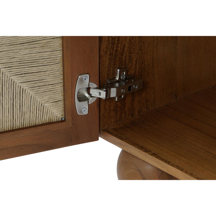 DKD Home Decor Mesita de Noche Acacia y Ratán Trenzado