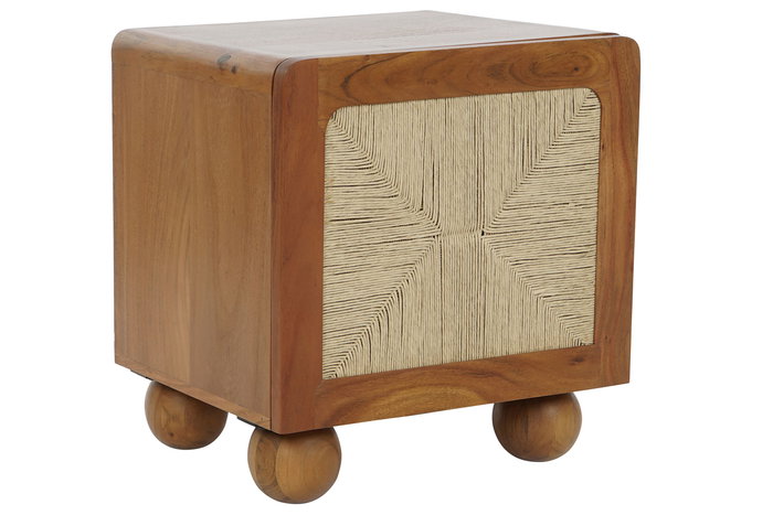 DKD Home Decor Mesita de Noche Item Home Acacia Ratan Marron Oscuro Natural 40 x 50 x 50 cm DKD Home Decor Mesita de Noche Item Home Acacia Ratan Marron Oscuro Natural 40 x 50 x 50 cm