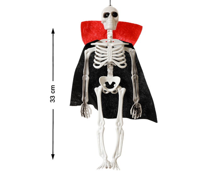 atosa Esqueleto Decorativo Vampiro con Capa Negra y Roja de 33 cm atosa Esqueleto Decorativo Vampiro con Capa Negra y Roja de 33 cm