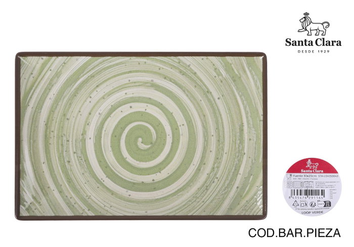 Santa Clara Fuente Rectangular Loop Verde 30x20cm (Pack de 6) Santa Clara Fuente Rectangular Loop Verde 30x20cm (Pack de 6)