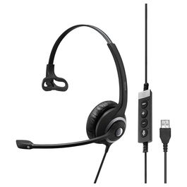 EPOS Impact SC 230 USB MS II Auriculares de Diadema para Oficina y Centro de Llamadas con Micrófono Boom, Cancelación de Ruido, Control en Cable USB, 58g, Negro