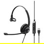 EPOS Impact SC 230 USB MS II Auriculares de Diadema para Oficina y Centro de Llamadas con Micrófono Boom, Cancelación de Ruido, Control en Cable USB, 58g, Negro