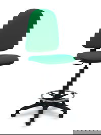 Taburete Aýna con mecanismo Contacto permanente básico tapizada con Tela color Verde. Equipado con Base poliamida negra, Sin brazos y Ruedas de nailon 50 mm