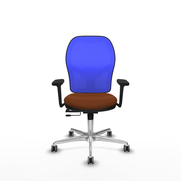 PIQUERAS Y CRESPO Silla de oficina Jorquera con mecanismo Sincro/Traslack, Marrón y Azul