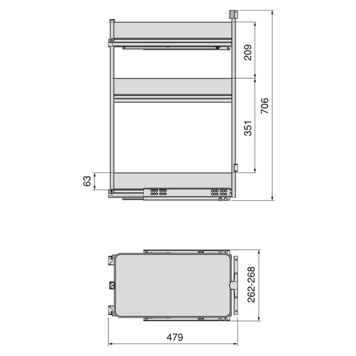 Emuca Carro extraíble Harmony con cierre suave, Módulo ancho 300mm alto 800mm, Acero y Madera, Gris antracita Emuca Carro extraíble Harmony con cierre suave, Módulo ancho 300mm alto 800mm, Acero y Madera, Gris antracita