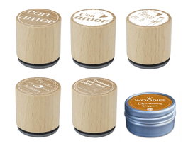 Innspiro Kit 5 Sellos Madera y 1 Tinta Cobre 'Te echo de menos'