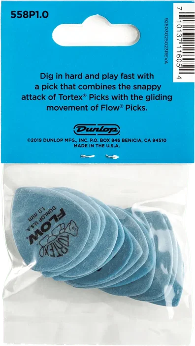 DUNLOP Tortex Flow 1.00 mm Pack de 12 Púas para Guitarra