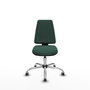 Silla de oficina Elche con mecanismo Asincro tapizada con Tela color Verde botella. Equipada con Base cromada, Sin brazos y Ruedas 65 mm parqué