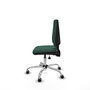 Silla de oficina Elche con mecanismo Asincro tapizada con Tela color Verde botella. Equipada con Base cromada, Sin brazos y Ruedas 65 mm parqué