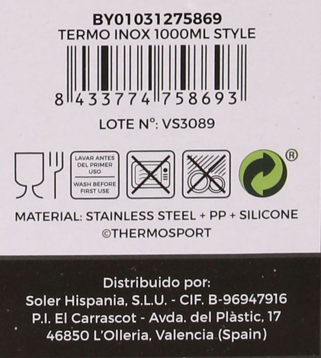 Thermosport Termo Inox 1000Ml Style (6 Unidades)