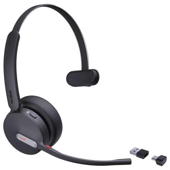 Yealink BH70 Mono Teams Auricular Bluetooth Diadema Monoaural Negro, Oficina y Call Center, USB-C/USB-A, BT 5.2, 43h Autonomía, Cancelación de Ruido, Referencia: BH70