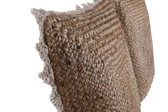 DKD Home Decor Cojín Yute y Macramé Marrón 45x45x15 cm