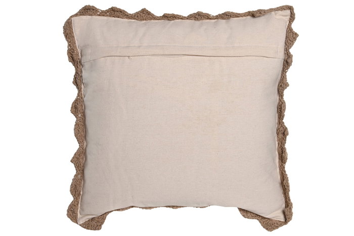 DKD Home Decor Cojín Yute y Macramé Marrón 45x45x15 cm