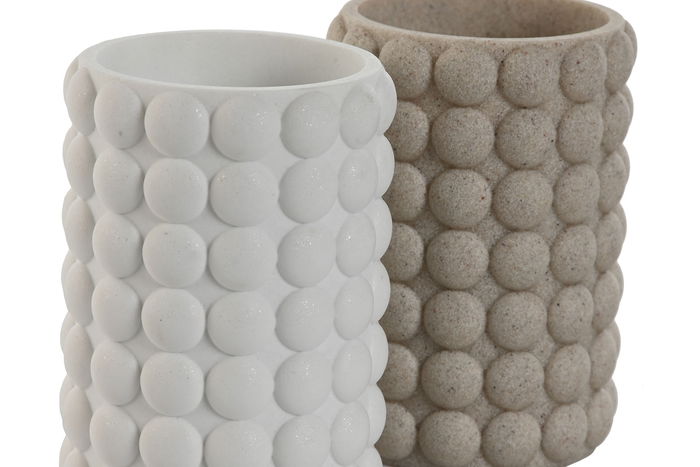 DKD Home Decor Vaso Beige Blanco 7.5 x 10.5 x 7.5 cm (6 Unidades)