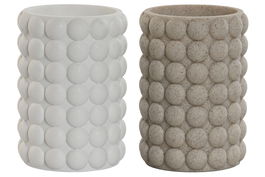 DKD Home Decor Vaso Beige Blanco 7.5 x 10.5 x 7.5 cm (6 Unidades)
