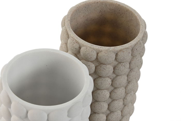 DKD Home Decor Vaso Beige Blanco 7.5 x 10.5 x 7.5 cm (6 Unidades)
