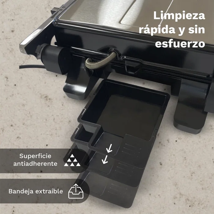 Grunkel GRL-EXTREME Grill Eléctrico de Contacto 2000W, 29x26 cm con Revestimiento Antiadherente, Tapa de 180°, Ajuste de Temperatura y Bandeja Extraíble Grunkel GRL-EXTREME Grill Eléctrico de Contacto 2000W, 29x26 cm con Revestimiento Antiadherente, Tapa de 180°, Ajuste de Temperatura y Bandeja Extraíble