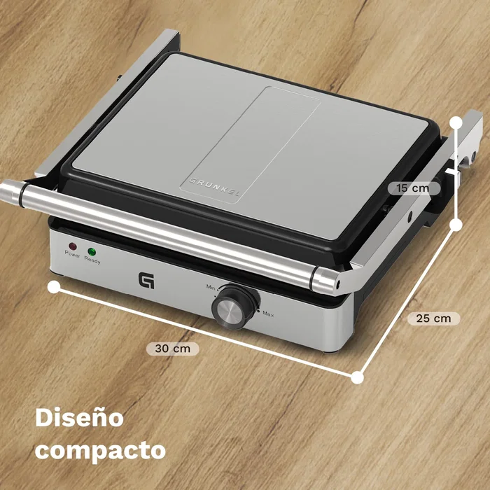 Grunkel GRL-EXTREME Grill Eléctrico de Contacto 2000W, 29x26 cm con Revestimiento Antiadherente, Tapa de 180°, Ajuste de Temperatura y Bandeja Extraíble Grunkel GRL-EXTREME Grill Eléctrico de Contacto 2000W, 29x26 cm con Revestimiento Antiadherente, Tapa de 180°, Ajuste de Temperatura y Bandeja Extraíble