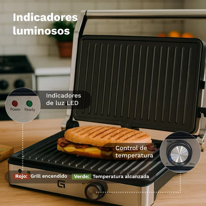 Grunkel GRL-EXTREME Grill Eléctrico de Contacto 2000W, 29x26 cm con Revestimiento Antiadherente, Tapa de 180°, Ajuste de Temperatura y Bandeja Extraíble Grunkel GRL-EXTREME Grill Eléctrico de Contacto 2000W, 29x26 cm con Revestimiento Antiadherente, Tapa de 180°, Ajuste de Temperatura y Bandeja Extraíble