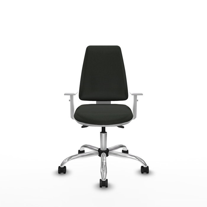 PIQUERAS Y CRESPO Silla de oficina Elche con mecanismo Asincro, Tela Negra y Reposabrazos Blancos PIQUERAS Y CRESPO Silla de oficina Elche con mecanismo Asincro, Tela Negra y Reposabrazos Blancos