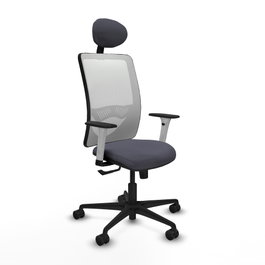 PIQUERAS Y CRESPO Silla de oficina Zulema con mecanismo Sincro, Gris oscuro y Blanco