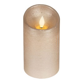 Lumineo Vela de cera LED dorada con parte superior curva