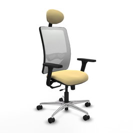 PIQUERAS Y CRESPO Silla de oficina Zulema con mecanismo Sincro/Traslack Crema y Blanco