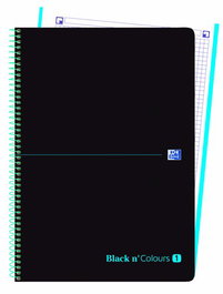 Bloc Oxford Black N´Colors Eu.Book 1 Micro.Tapa Pp A4+ 80H Cuadric. 5X5 90G Negro/Turquesa (Set de 5)