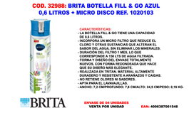 BRITA Botella Fill & Go Azul 0,6 Litros con Micro Disco