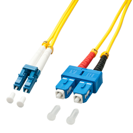 Lindy 47471 Cable de Fibra Óptica OS2, 2 Metros, Conectores LC/SC, Color Amarillo