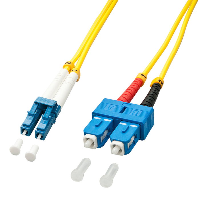 Lindy 47471 Cable de fibra óptica LC a SC OS2 2 m Amarillo