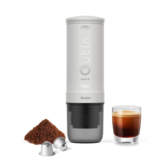 OutIn Nano Cafetera de espresso portátil blanca