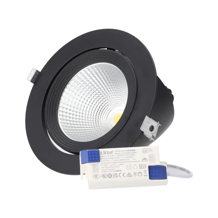 Foco Downlight LED 40W 4000 Lm 4200K Orientable UGR17 50.000H Negro