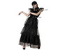 Vestido Largo Negro de Halloween para Mujer - Disfraz Gótico de Muerta Adulta con Cinturón Ajustable Talla XL