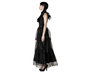 Vestido Largo Negro de Halloween para Mujer - Disfraz Gótico de Muerta Adulta con Cinturón Ajustable Talla XL