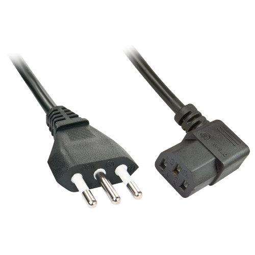 Lindy Cable de alimentación con enchufe italiano angulado y C13, 2 m, Negro