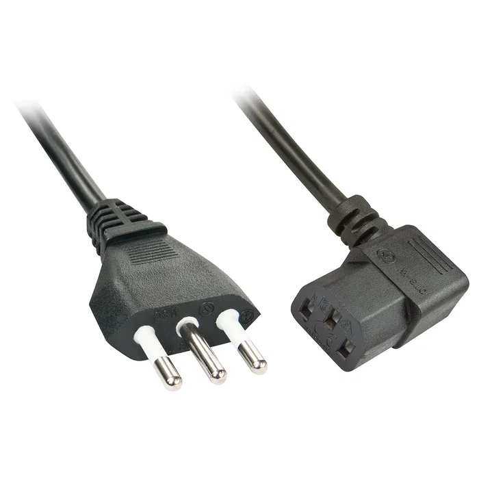 Lindy 30346 Cable de Alimentación IEC C13, 2m, Negro, Conector Angular Hembra (90°) a Conector Recto Hembra