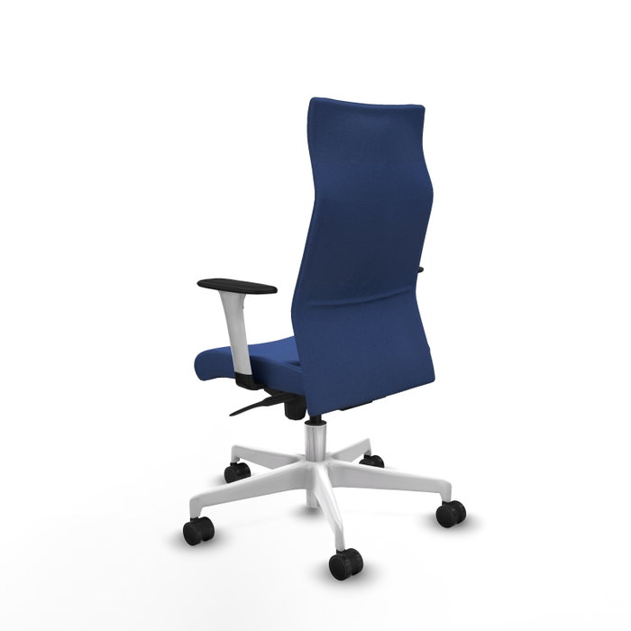 PIQUERAS Y CRESPO Sillón Albacete con Mecanismo Sincro, Tela Azul Marino y Base Blanca